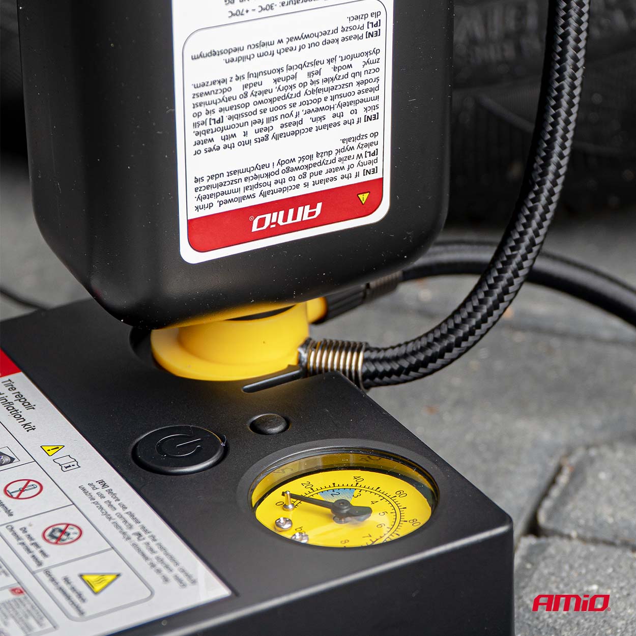 Kit de reparación de neumáticos compacto para coche