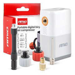 Compresor digital portátil para bicicleta con pantalla LED