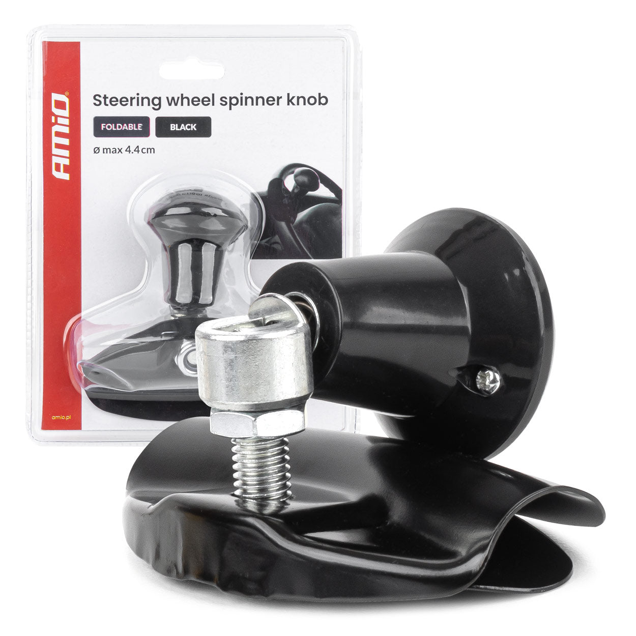 Pomo giratorio negro plegable para volante