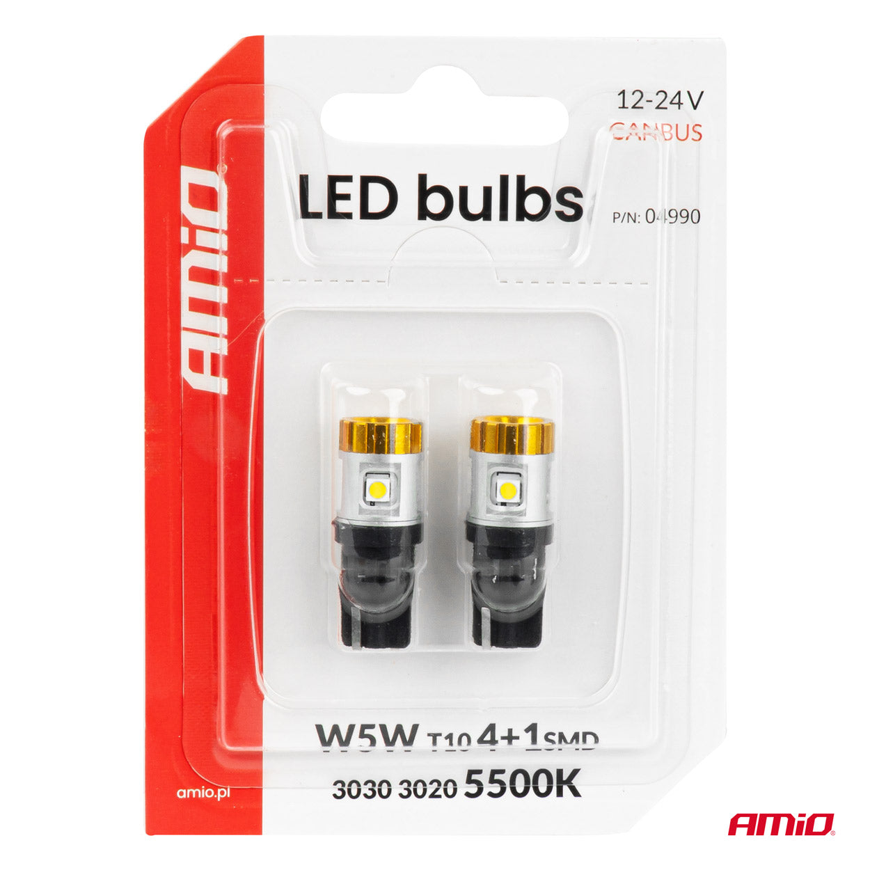 Bombilla LED T10 con iluminación blanca para vehículos
