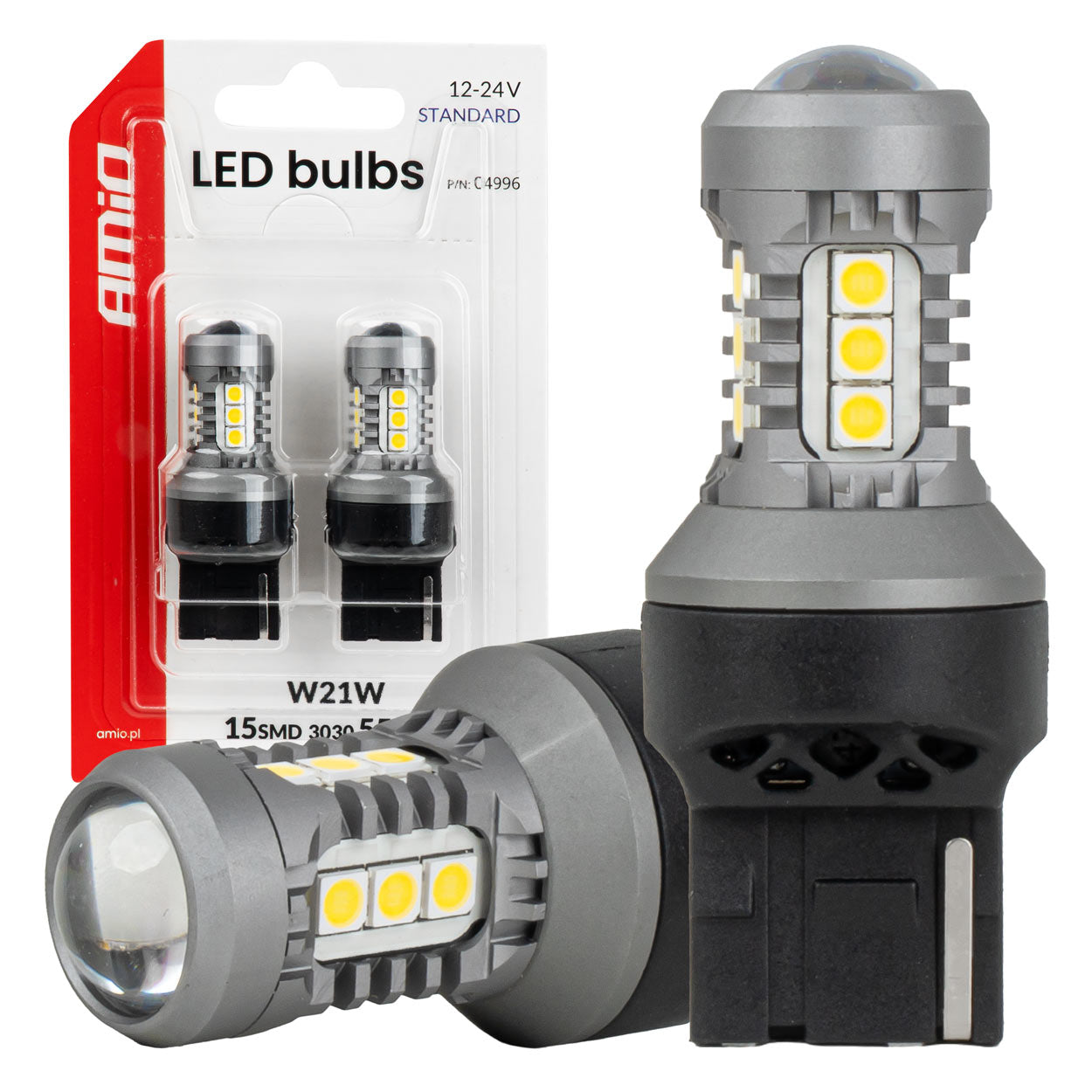 Bombilla LED 7440 W21W con 15 LED SMD 3030 y luz blanca