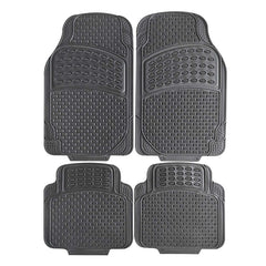 Juego de cuatro alfombrillas universales negras de PVC para coche