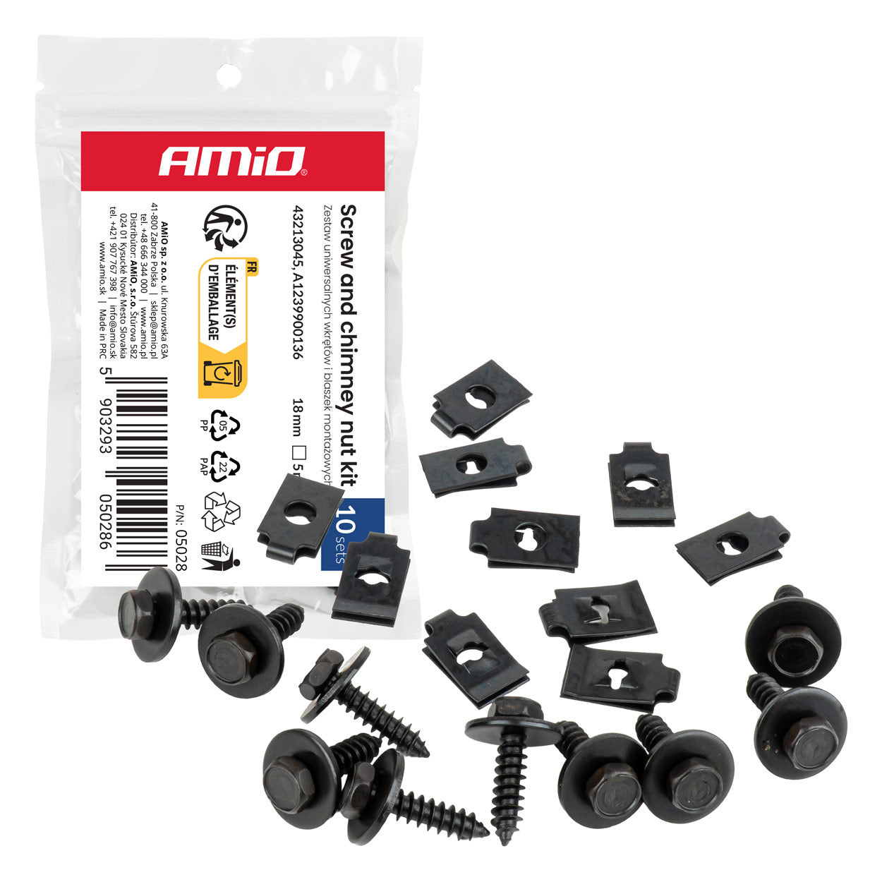 Juego universal de clips de tornillo y montaje con placa de montaje de 18 mm