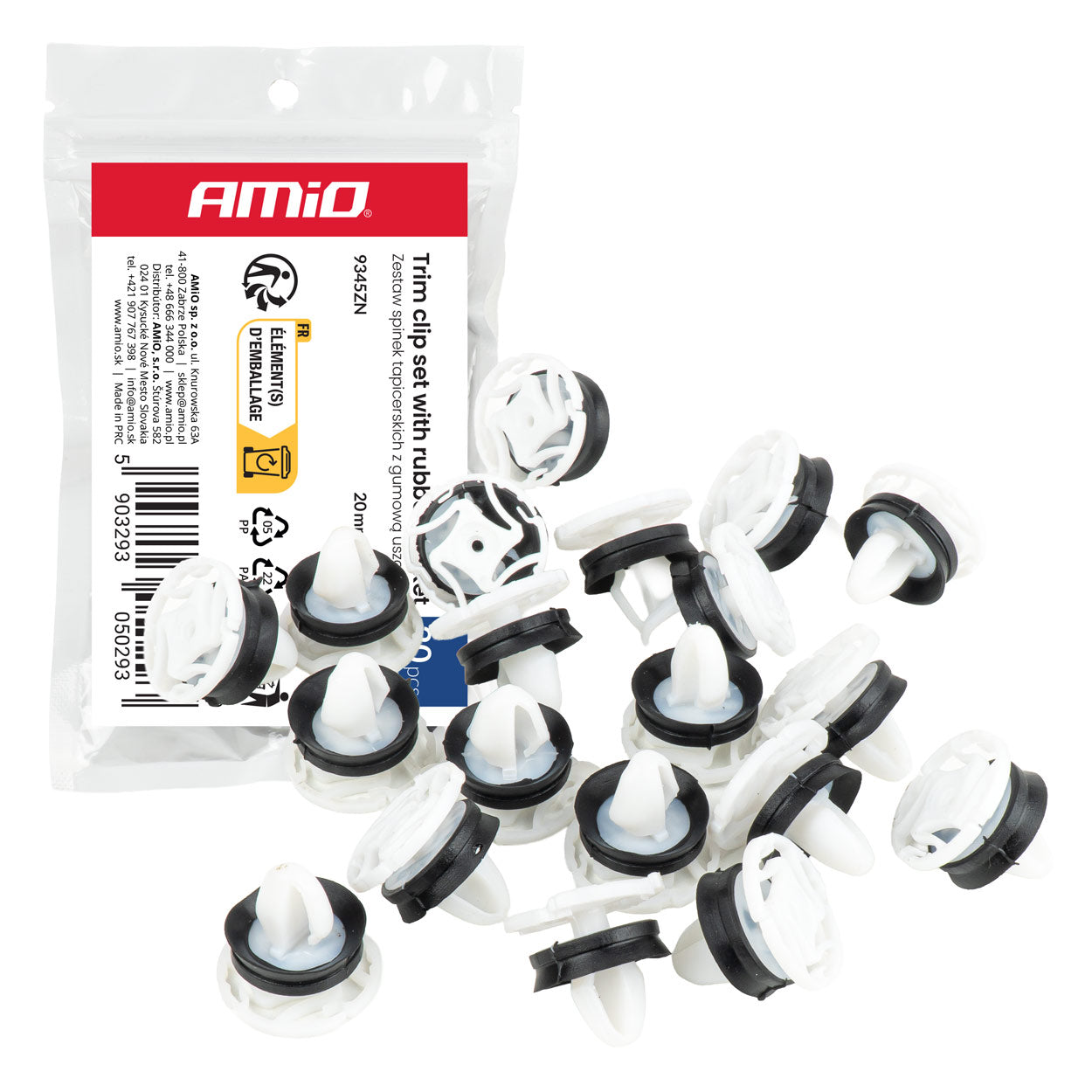 Clips de tapicería con junta de goma, 20 mm y 9 mm, 20 unidades.