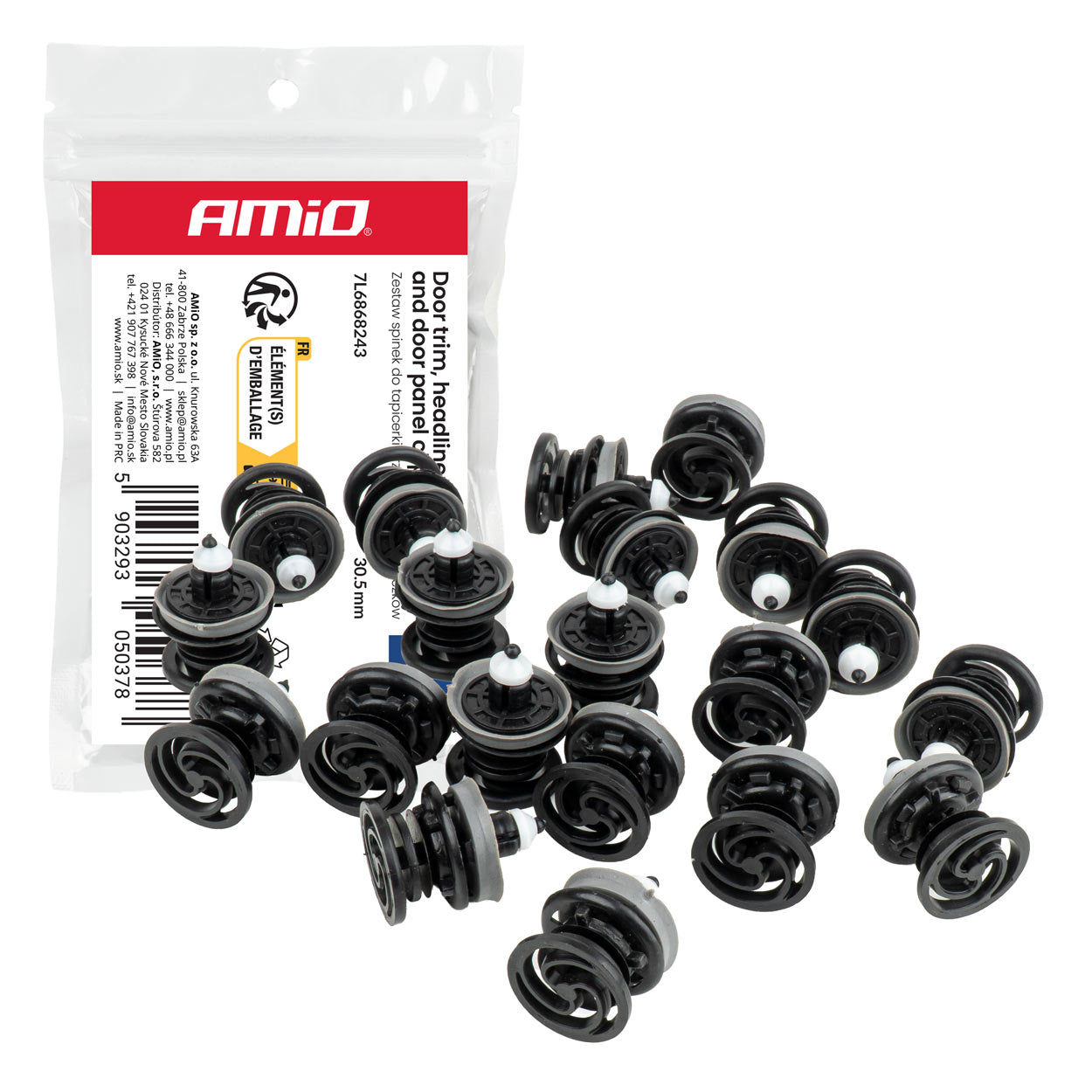 Juego de clips para revestimiento de coche de 30,5 mm con 20 clips de plástico