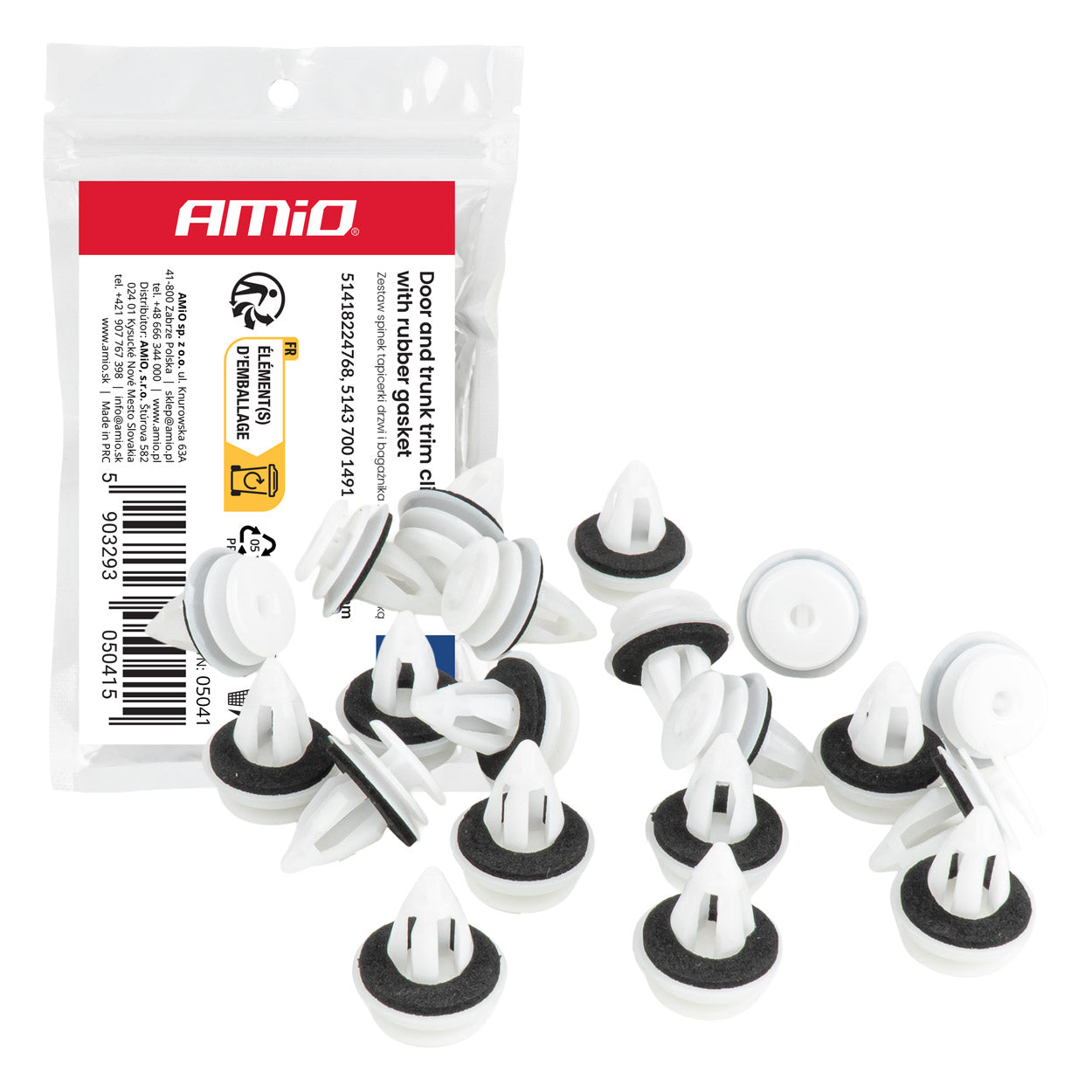 Clips para puerta y maletero con junta de goma, 20 mm