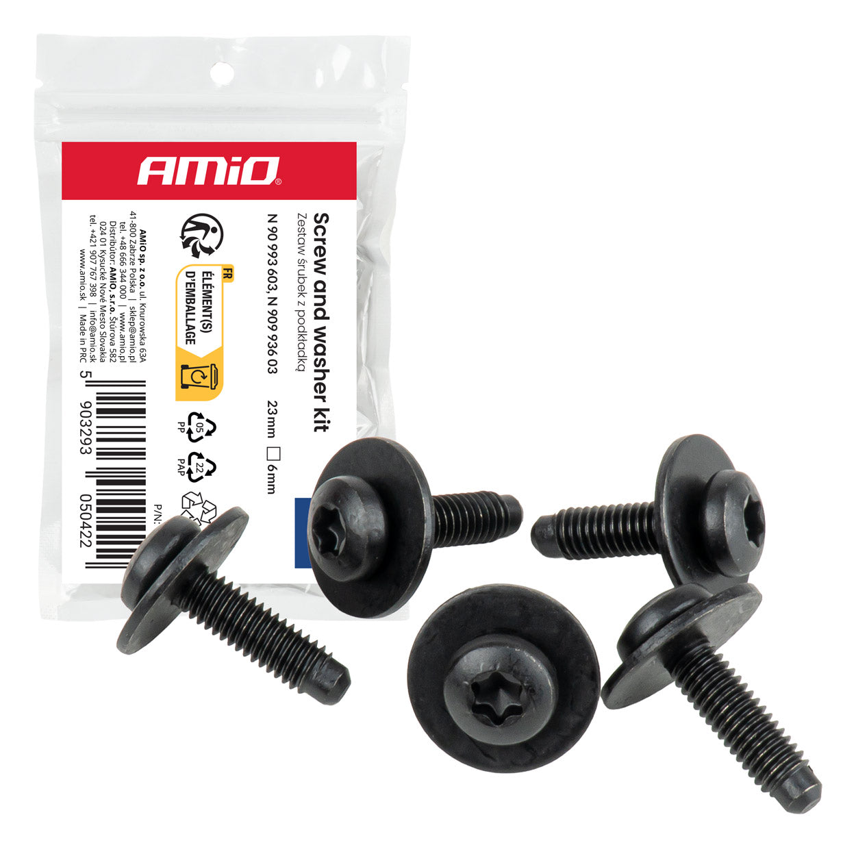 Tornillos Torx con arandelas Ø6 x 23 mm