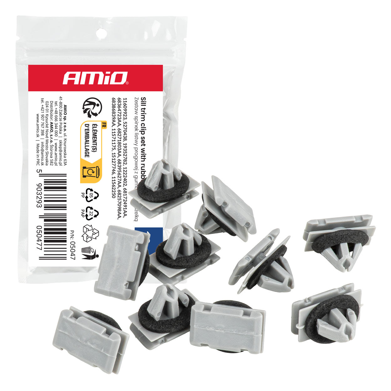 Clips para molduras de umbral de puerta de 11 mm con junta de goma, 10 unidades.