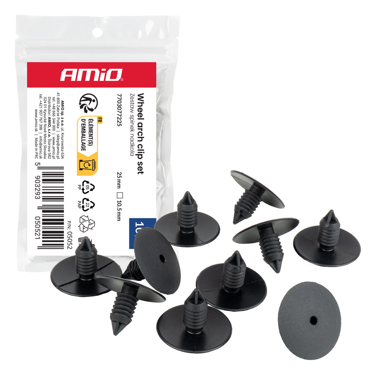Juego de clips de paso de rueda para fijar piezas de plástico