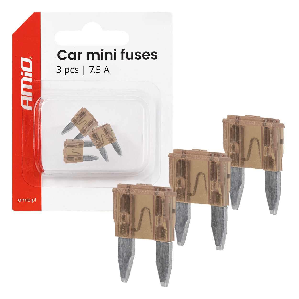 Fusibles MINI para coche de 7,5 A, 3 unidades.