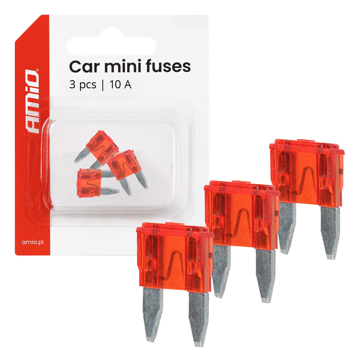 Fusibles MINI para coche de 10A, 3 unidades.
