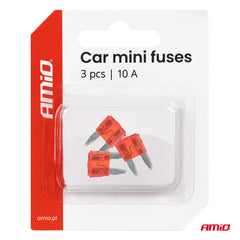 Fusibles MINI para coche de 10A, paquete de 3 unidades.