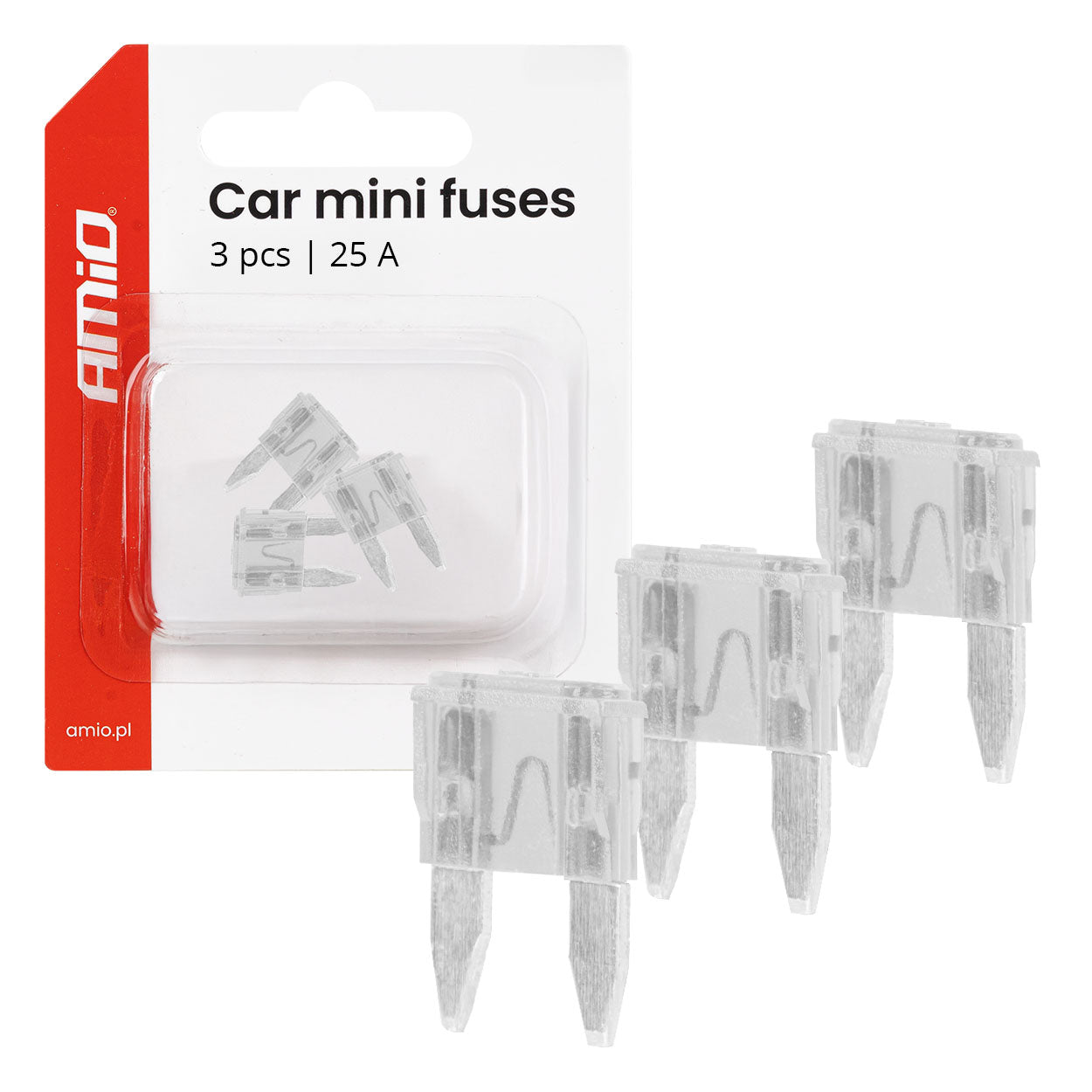 Fusibles MINI para coche de 25A en juego de 3 unidades.