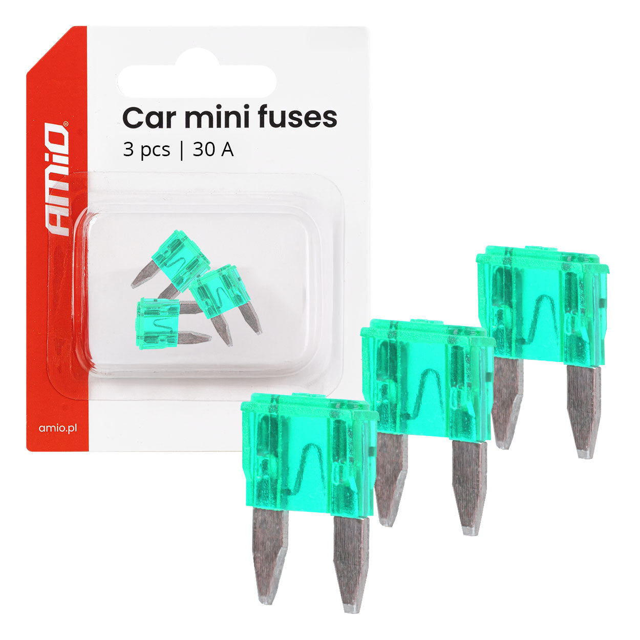 Tres fusibles MINI para coche de 30 A en blíster
