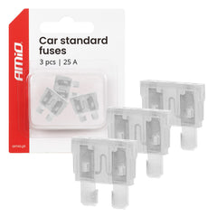 Fusibles estándar para coche de 25A, 3 unidades.