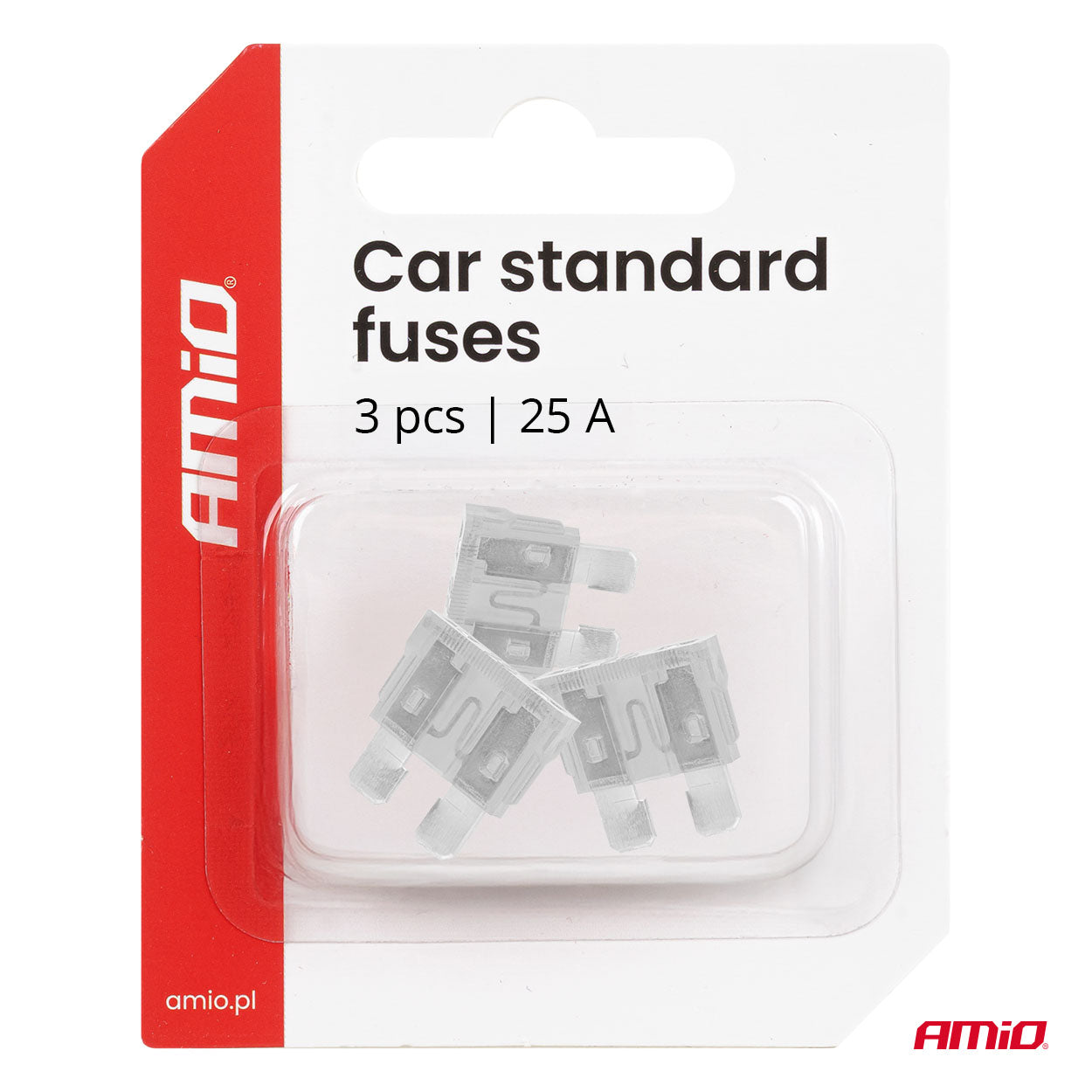 Pack de 3 fusibles estándar para coche de 25A.