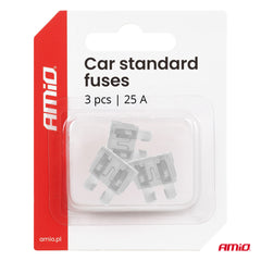 Pack de 3 fusibles estándar para coche de 25A.