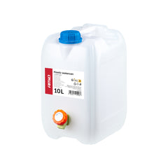 Bidón de agua blanco de 10 litros en plástico HDPE con grifo