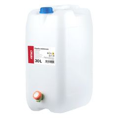 Bidón de agua blanco de 30 litros con grifo y asa de transporte