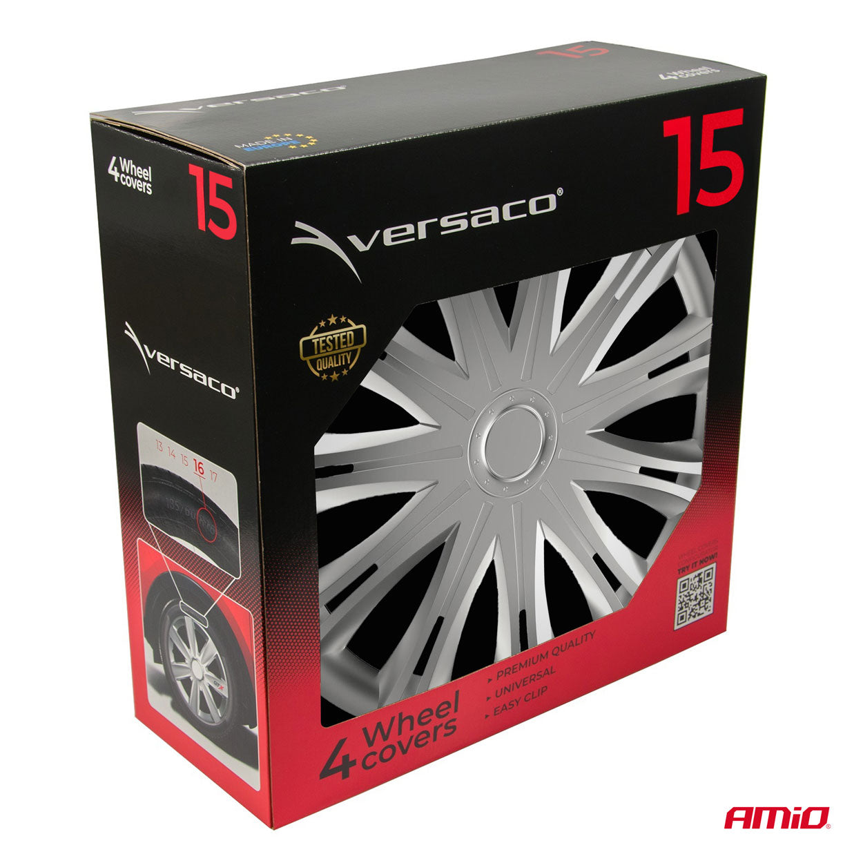 Tapacubos Versaco Spark en color plateado para llantas de acero de 15 pulgadas