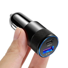 Carger de automóvil con carga USB-A y USB-C-Fast