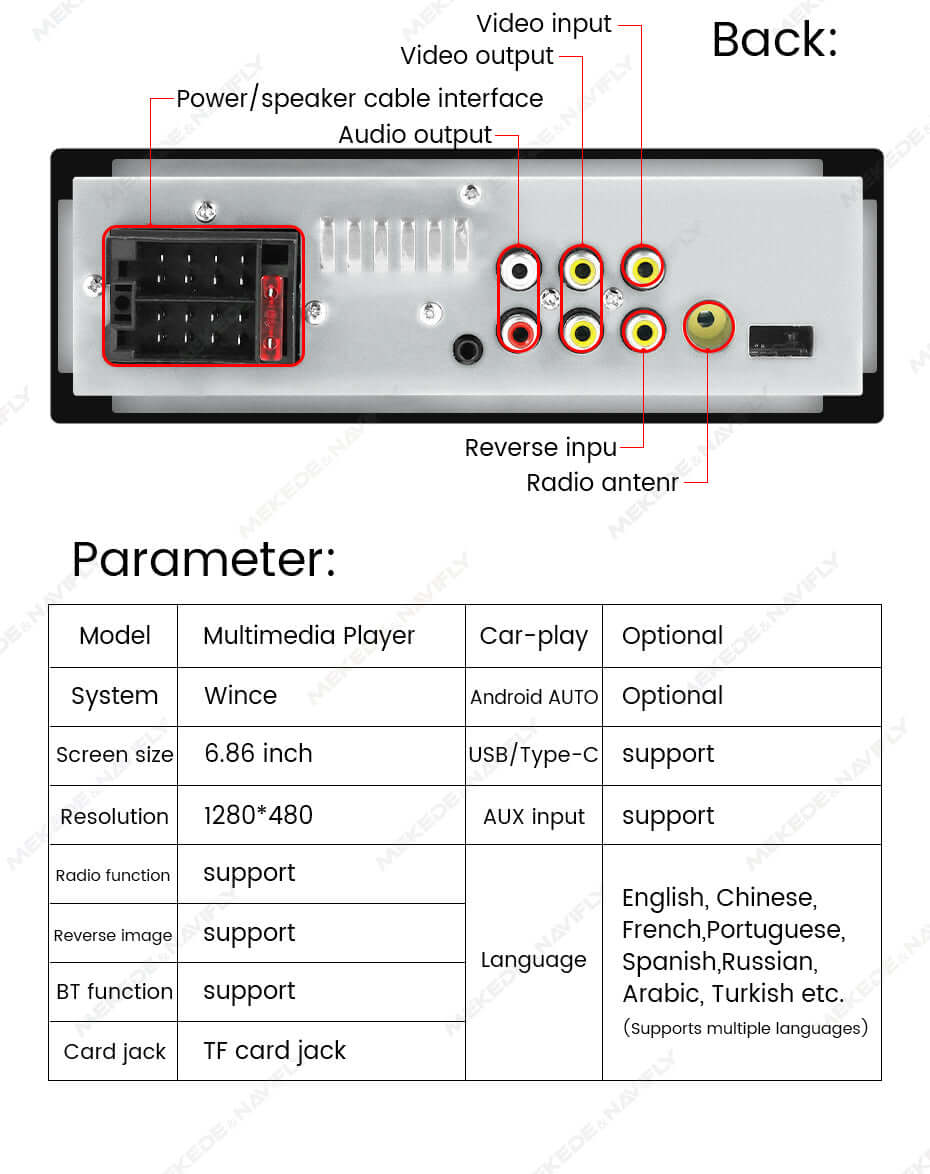 Universal - radio 1-DIN de 6,86" con Apple CarPlay y Android Auto