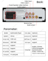 Universal - radio 1-DIN de 6,86" con Apple CarPlay y Android Auto