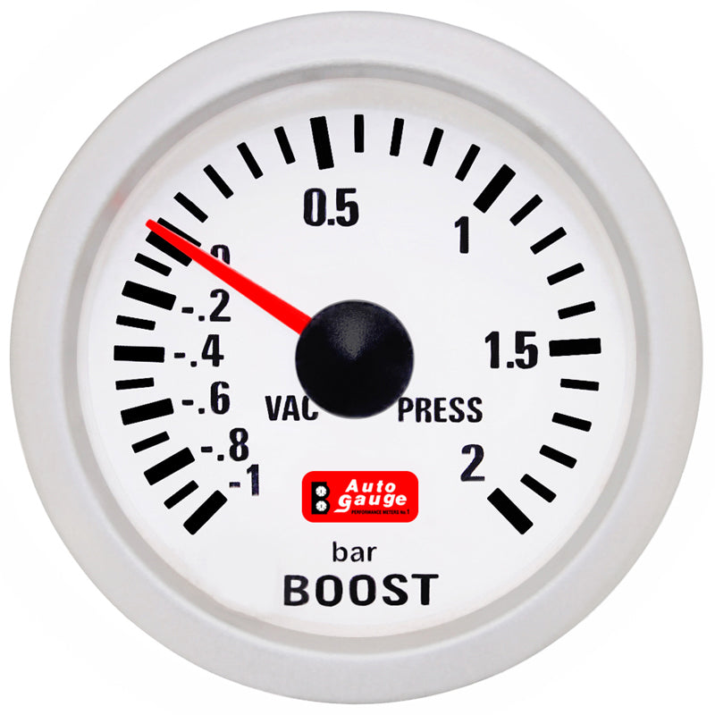 Barómetro blanco de 2 pulgadas Auto Gauge
