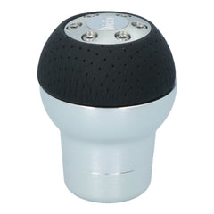 Pomo de cambio Carpoint en aluminio/cuero negro, redondo 