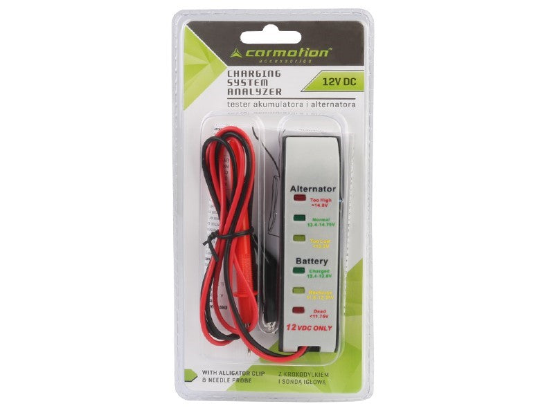 Comprobador de batería y alternador de 12V de CARMOTION con indicadores LED