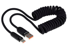Cable de carga USB-C WAYME con diseño en espiral en color negro, 50-180 cm