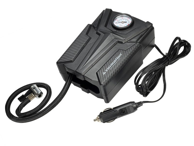 Compresor de aire 12V con conexión para mechero y manómetro analógico