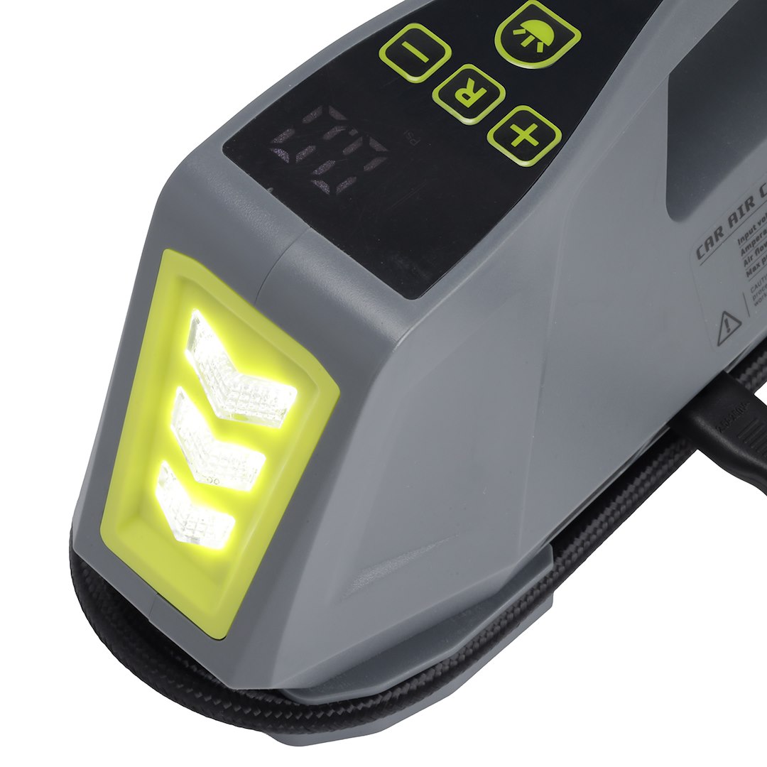 Compresor de aire compacto para 12V y 230V con linterna LED