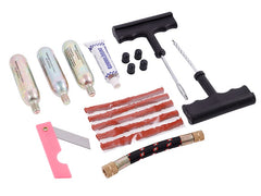 Kit de reparación de neumáticos tubeless con CO2 y 17 piezas