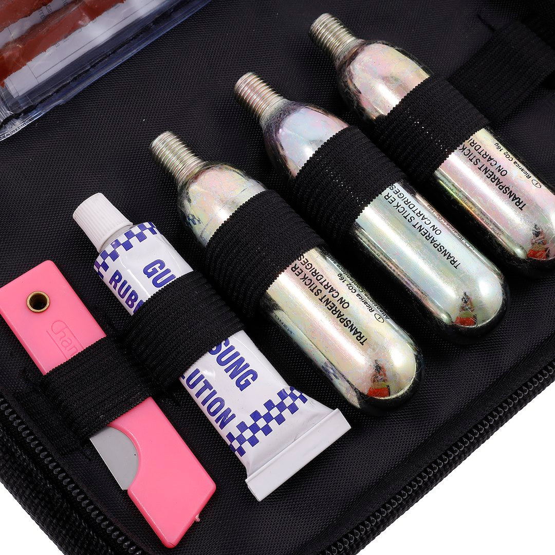 Kit de reparación para neumáticos tubeless pinchados con cartuchos de CO2