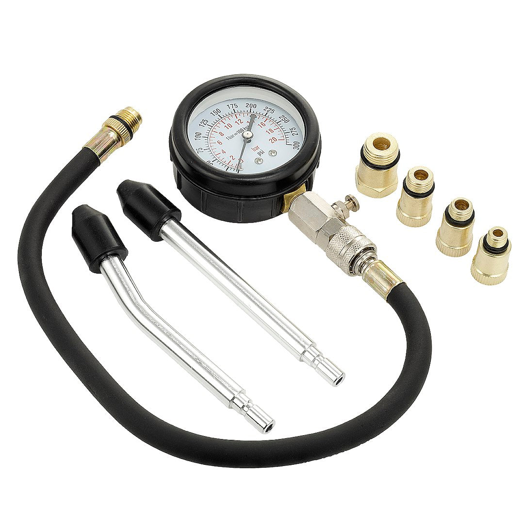 Comprobador de compresión para motor de gasolina en práctico maletín de almacenamiento