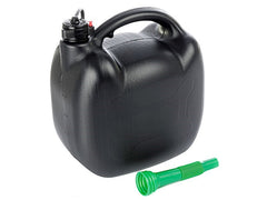 Bidón de gasolina de plástico de 10 l, ovalado y negro, con tapón