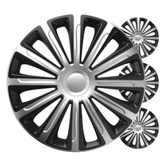 Tapacubos Versaco Trend negro y plata de 13 pulgadas, 4 unidades