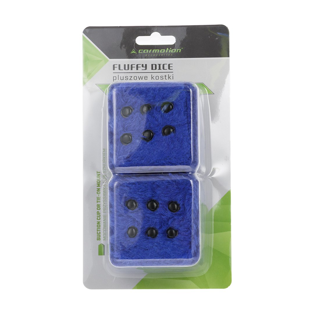 Dados de peluche para coche en color azul con cordón para colgar