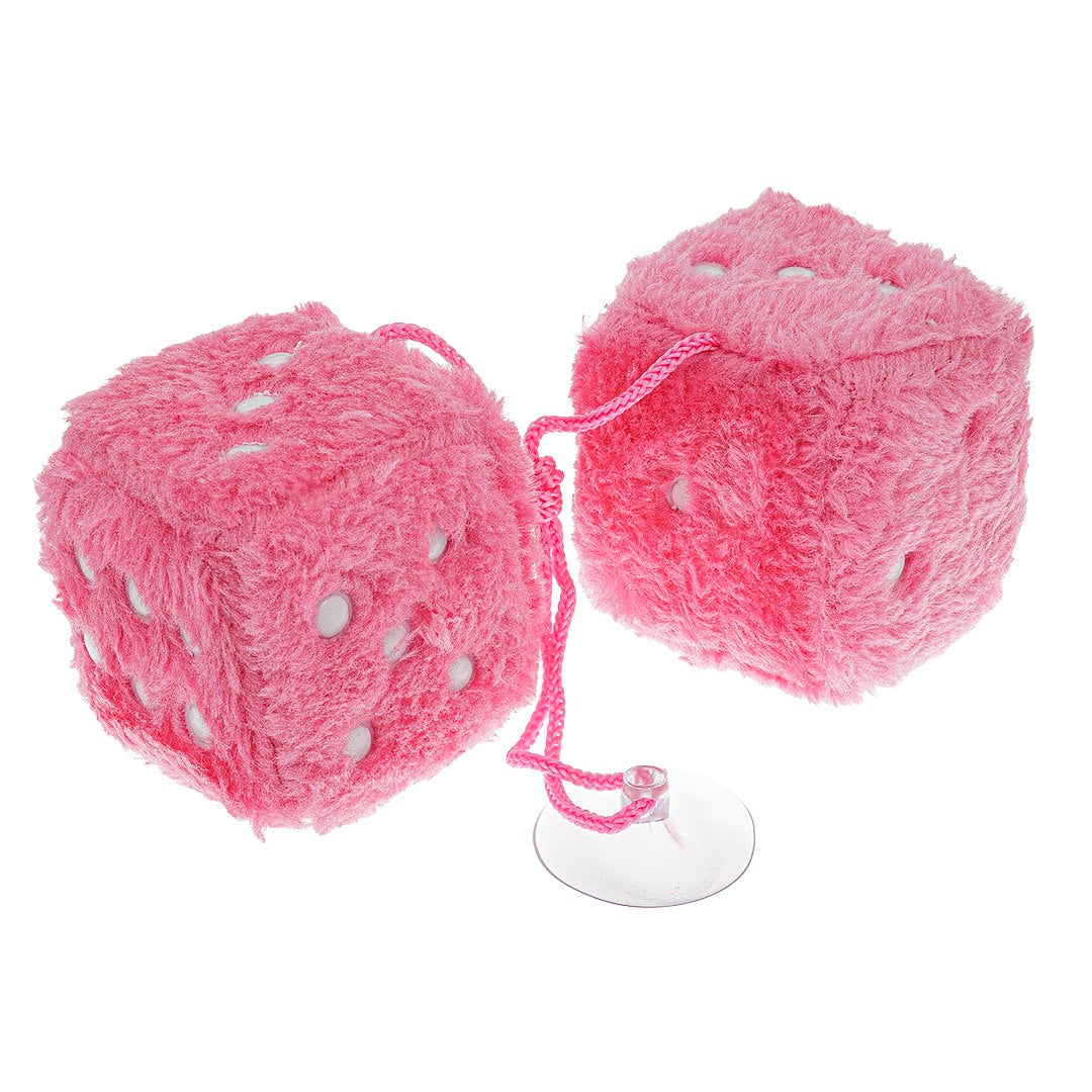 Dados de peluche para coche 60x60 mm en rosa