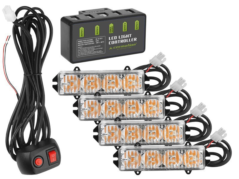 CARMOTION luces de emergencia 12V 16W, juego de 4 unidades con mando a distancia
