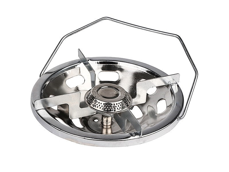 Hornillo de camping con 1 quemador, asa y reborde de 180 mm