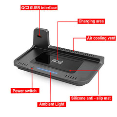 Cargador inalámbrico para móvil WEY Tank 300 2021-2023 con carga rápida de 15W 