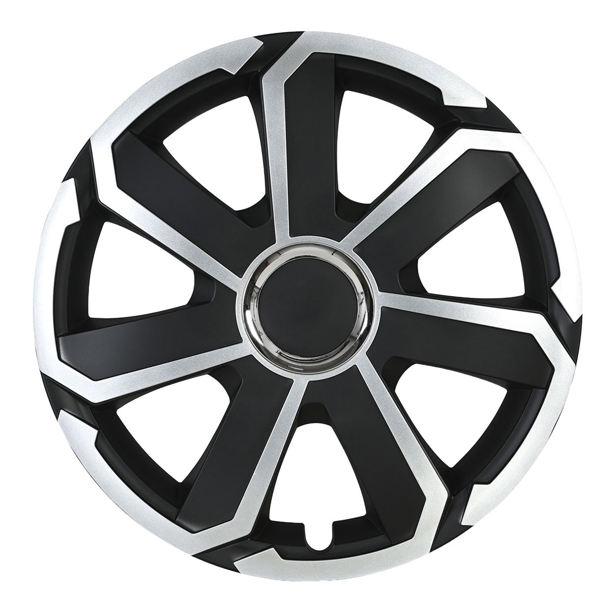 Tapacubos AEROSPIN en negro y plata para llanta de acero de 16 pulgadas