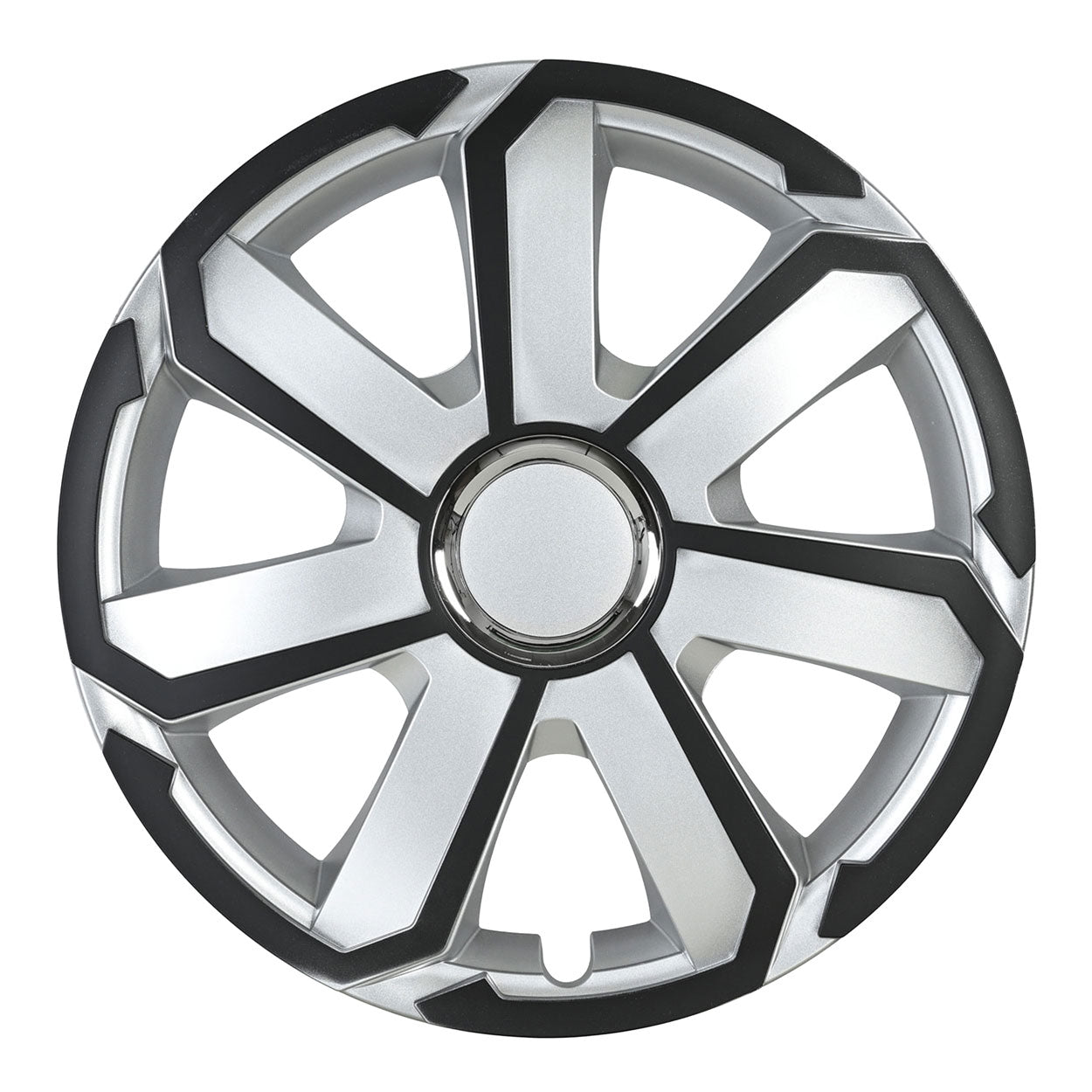 Tapacubos AEROSPIN en negro y plata para llanta de acero de 16 pulgadas