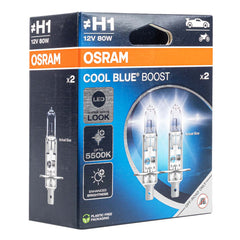 Bombillas halógenas Osram H1 12V 55W P14,5s Cool Blue Boost 5500K, 2 uds.