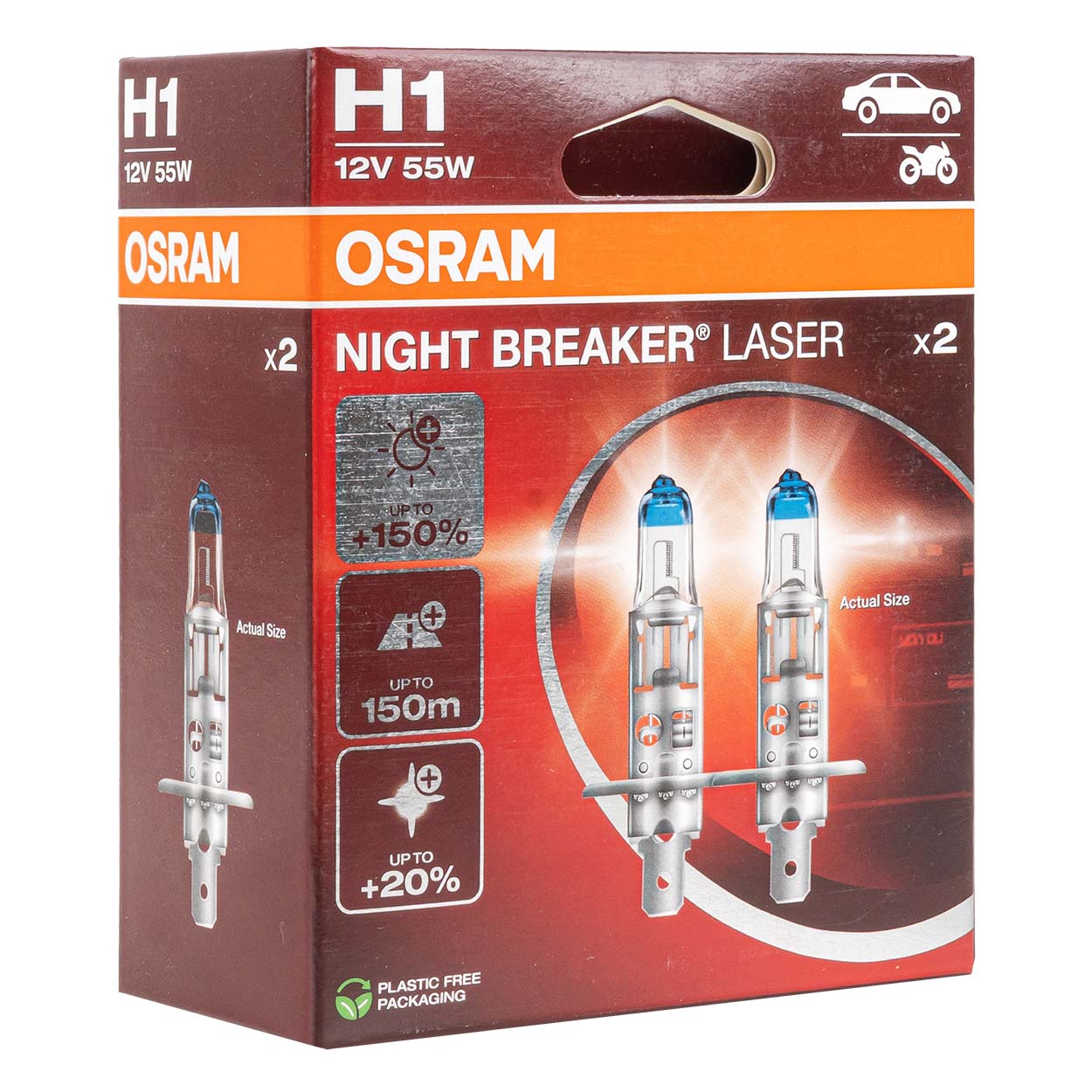 Bombillas halógenas Osram H1 Night Breaker Unlimited 12 V 55 W, 2 unidades.