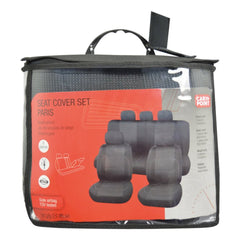 Fundas de asiento Carpoint – juego completo Paris, 9 piezas, negro/gris 