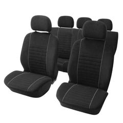 Juego de fundas de asiento de terciopelo, 9 piezas, negro/gris 