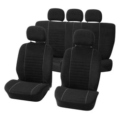 Juego de fundas de asiento de terciopelo, 9 piezas, negro/gris 